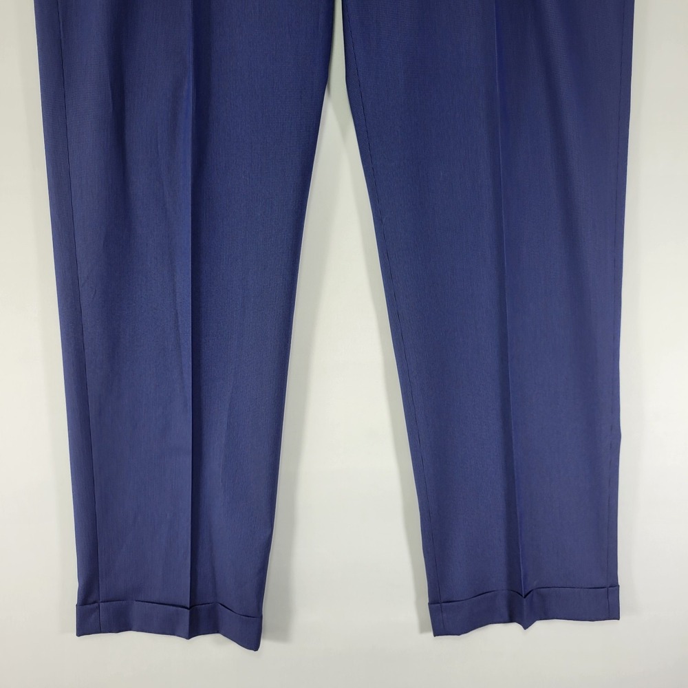 Ralph Lauren Men's Dress Pant Trousers Navy Blue Polyester Blend Pleated 36x32 - Picture 7 of 10